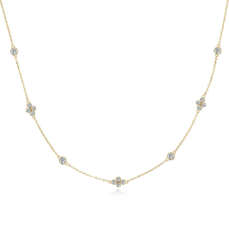 Oxtao Moissanite Diamond Choker Necklace 925 Sterling Silver